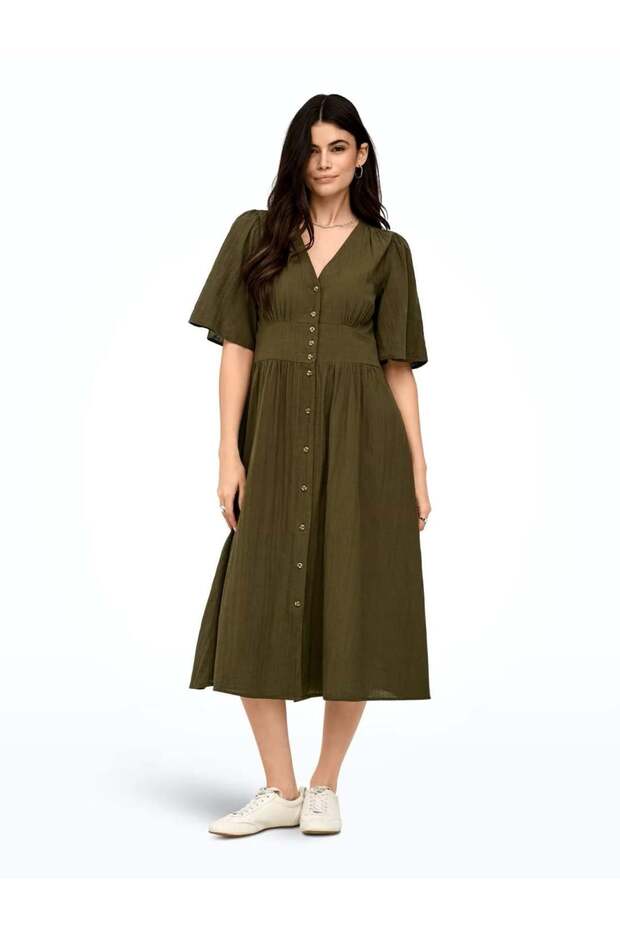 OnlTizana 2/4 Midi Dress WVN NOOS Kadın Elbise Yeşil (15373535) - 5