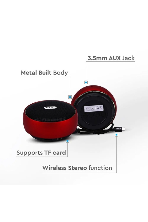 Portable Bluetooth Speaker 4W, Red - 4