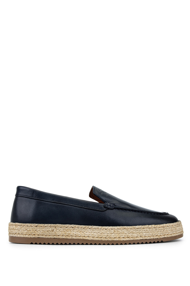 Men's Genuine Leather Navy Blue Loafers