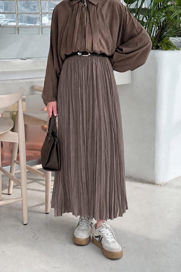 Kraşlı Hijab Skirt Soft Brown