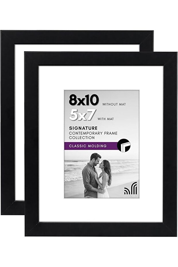 8x10 Picture Frame in Black - Displays 5x7 With Mat and 8x10 Without Mat