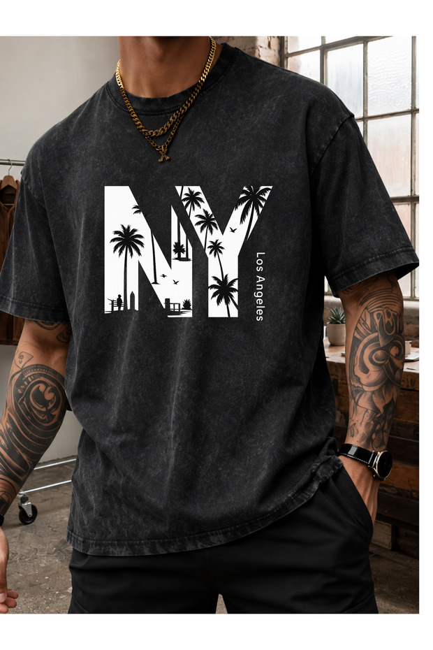Acid Washed Oversize Unisex T-Shirt Washed Vintage Street Style Street Fashion Cotton Comfortable Fit Daily Wear T-Shirt