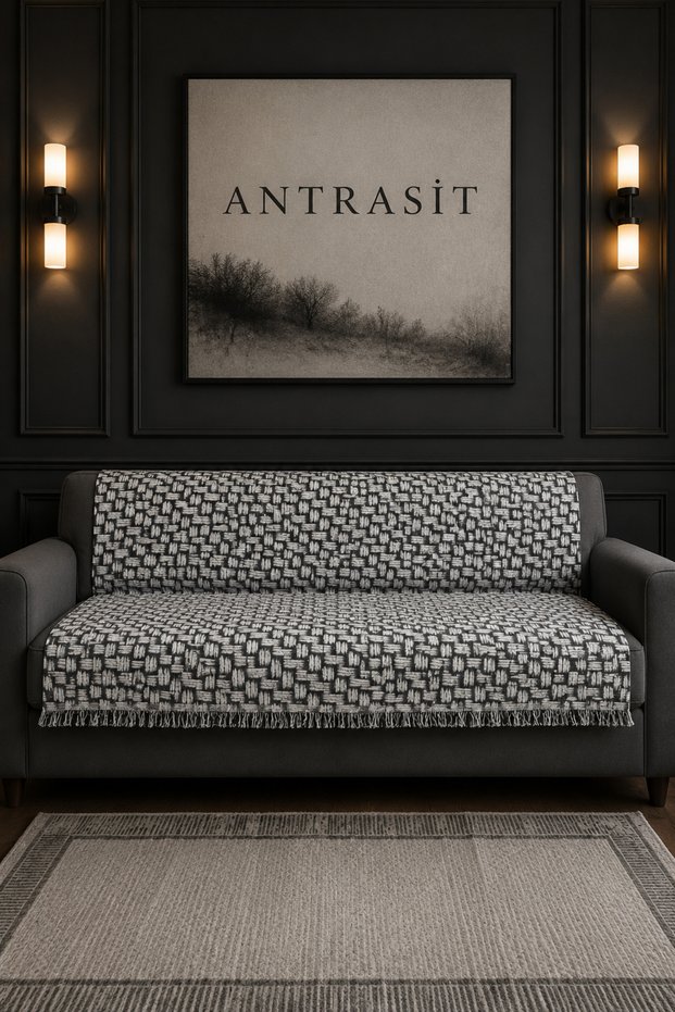 Labyrinth /Pattern / Modern / Woven / Sofa Cover / Fringed / Sofa Bed / Couch / Cover 170X210