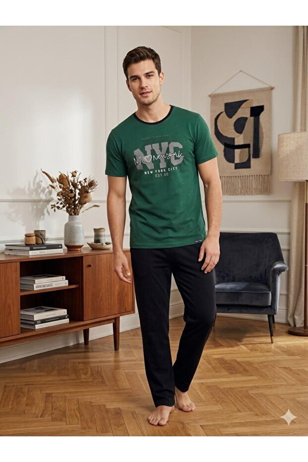 Men's Cotton Short Sleeve Pajama Set
