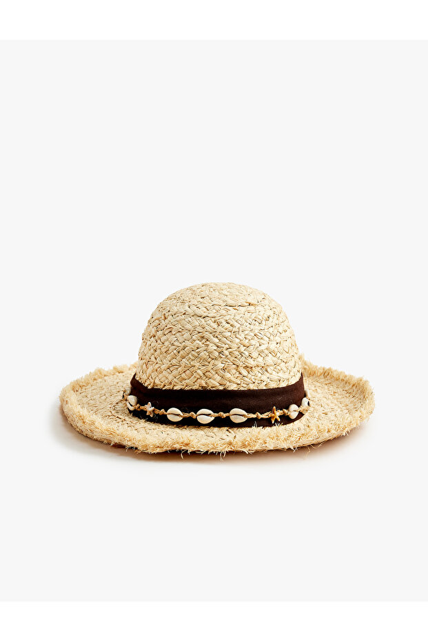 Seashell Detailed Straw Hat