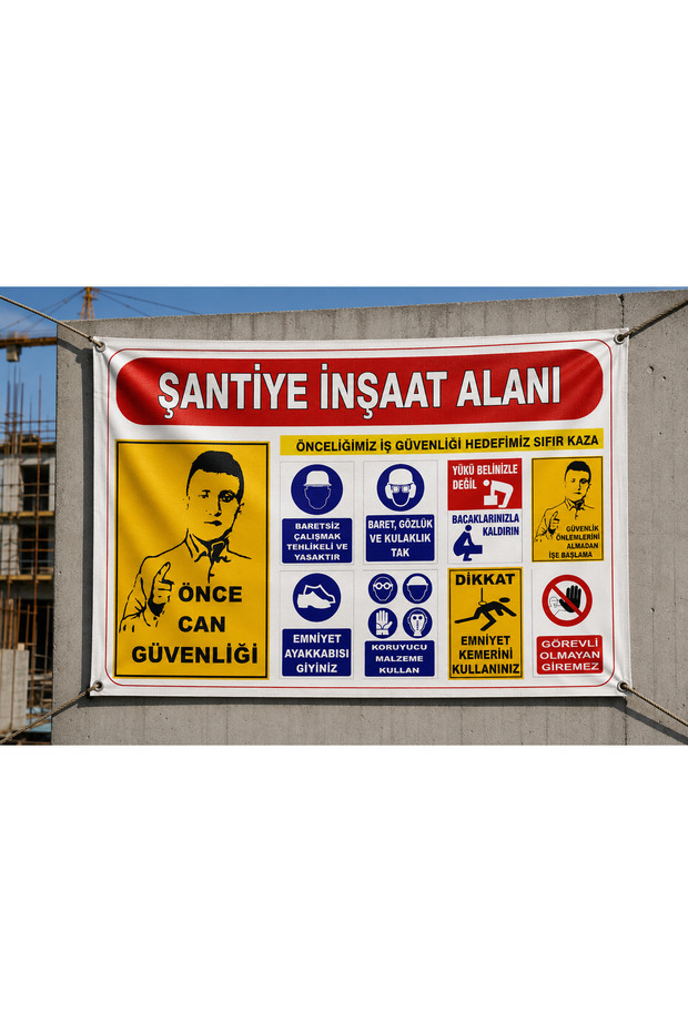 100X150 cm Construction Tarpaulin, Work Safety Tarpaulin, Warning Tarpaulin, Construction Site Warning Tarpaulin