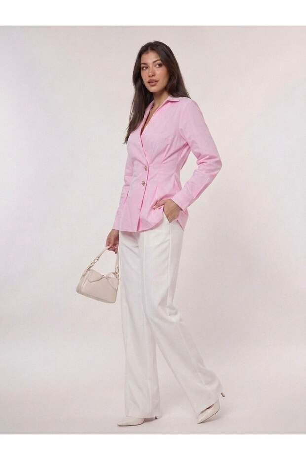 New Season Women's Poplin Two-Button Shirt
