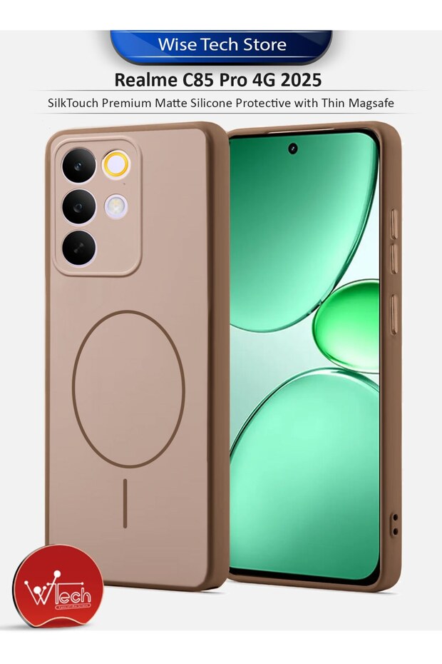 Realme C85 Pro 4G 2025 SilkTouch Premium Matte Silicone Protective with Thin Magsafe Case Cover