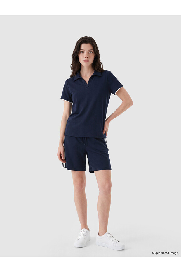 Vizyon New Season Women's Shorts with Elastic Waist and Stripes