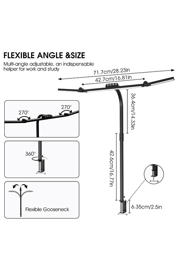aiopp 24W EU PLUG tybe B led Desk Lamp with Clamp, 24W Ultra Bright Architect LED Table Lamp for Hom