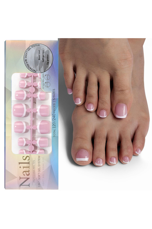 05 120Pcs/Boxed French Toe False Nail Press on Acrylic Nails Removable UltraThin Traceless Fake Nail