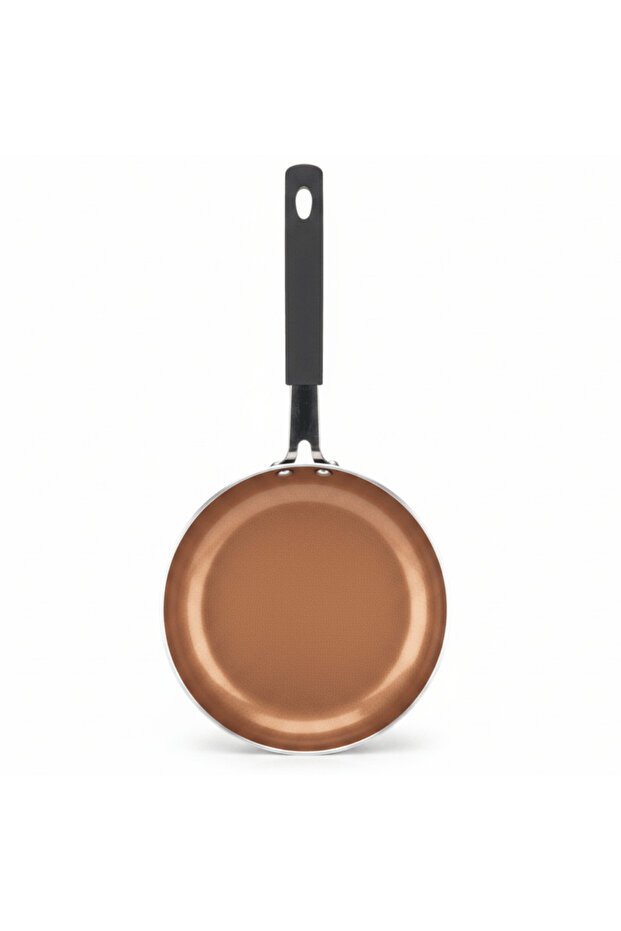 Black Mini Metal Fry Pan with Premium Copper Ceramic Non-Stick Coating | 14 cm