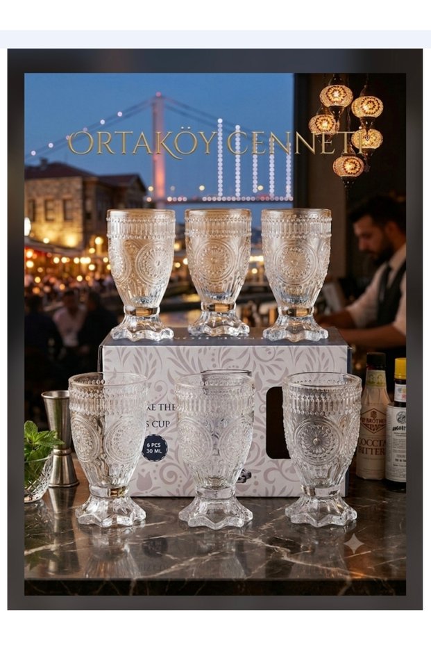 6 Pcs Glass Shot Glass Sun Model Quality 30 Cc Volume 7 cm Length 4 cm Mouth and Base Stylish Quality Product