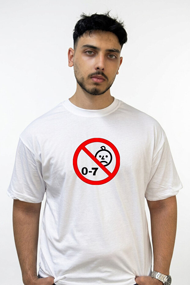 Baby Yasak 0 7 Design Printed Oversize White T-Shirt