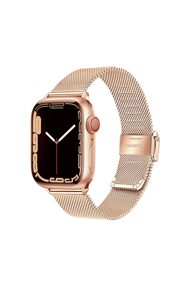 Apple Watch 38mm 40mm 41mm 42mm | Stainless Steel Milanese Mesh Loop Magnetic Band | Rose Gold