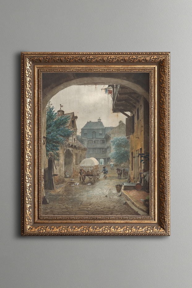 A Han's Courtyard - Vintage Patterned Painting - Thick Model