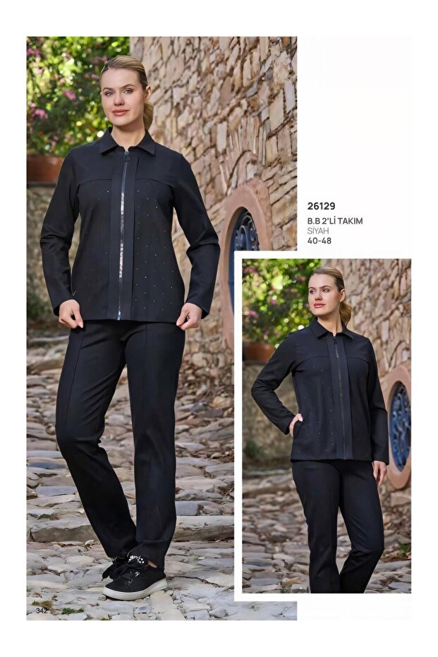 Women's Black Tracksuit Set 26129