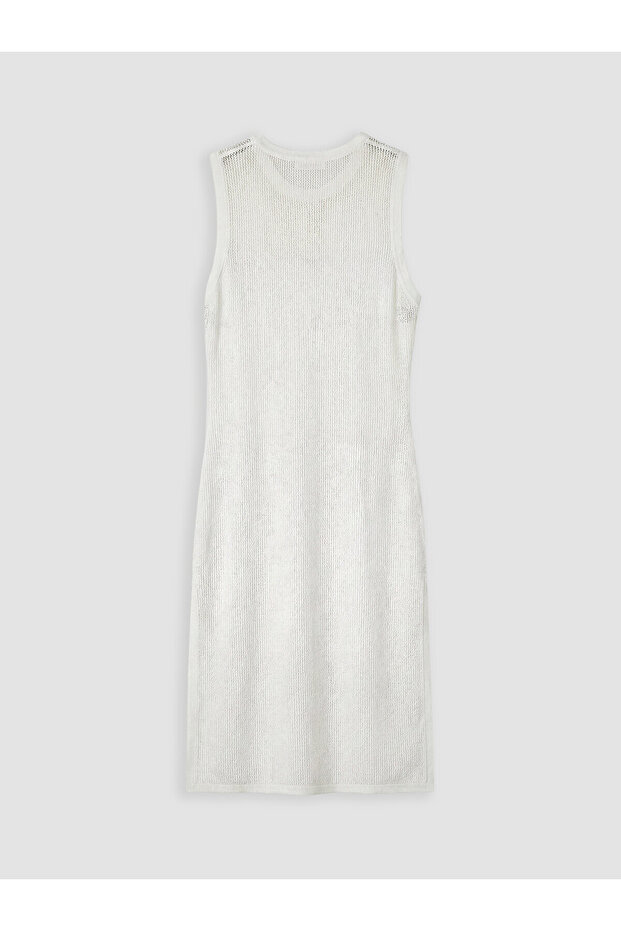 White Mesh Lace Beach Dress