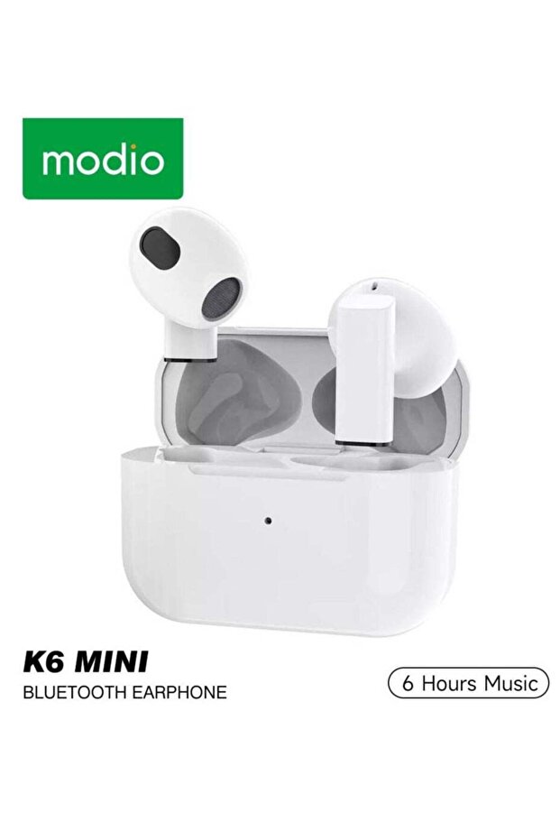 K6 Mini True Wireless Earbuds with ENC Noise Cancellation, Super Bass Sound, and HD Clear Microphone - White