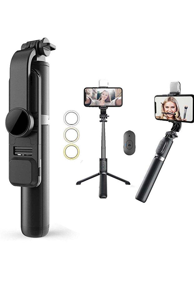 Bluetooth Extendable Selfie Stick with Led Light Wireless Remote and Tripod Stand 104cm for All iPhone and Android Smartphone
