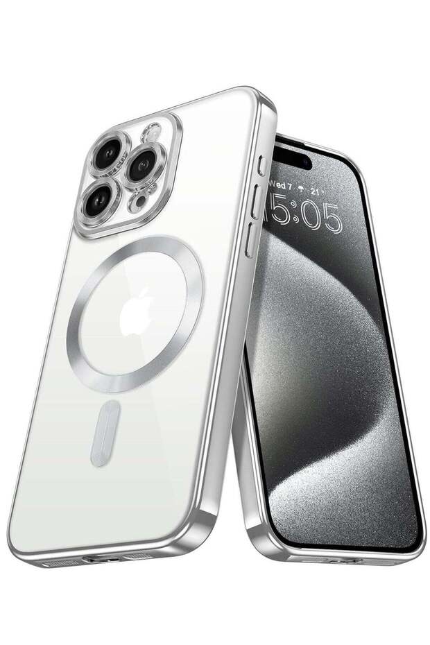 iPhone 15 Pro Magnetic Clear Case – Transparent Electroplated Design, Ideal for Women, Girls, Men