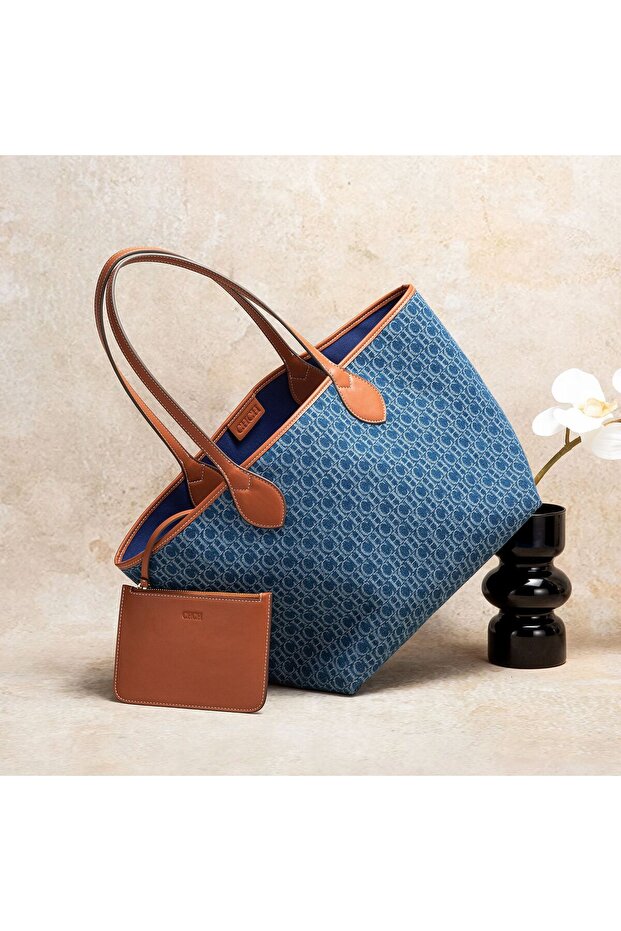 Bucket Bag Canvas Versatile Hand and Shoulder Simple Design Covered Soft Light Denim Large Capacity Bag