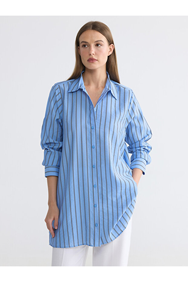 Striped Oversize Women's Shirt Tunic