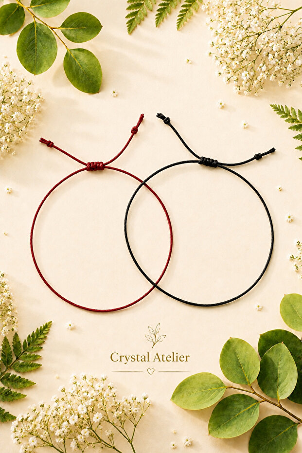 2-Piece Burgundy Black Rope Bracelet Adjustable Unisex Couple Bracelet