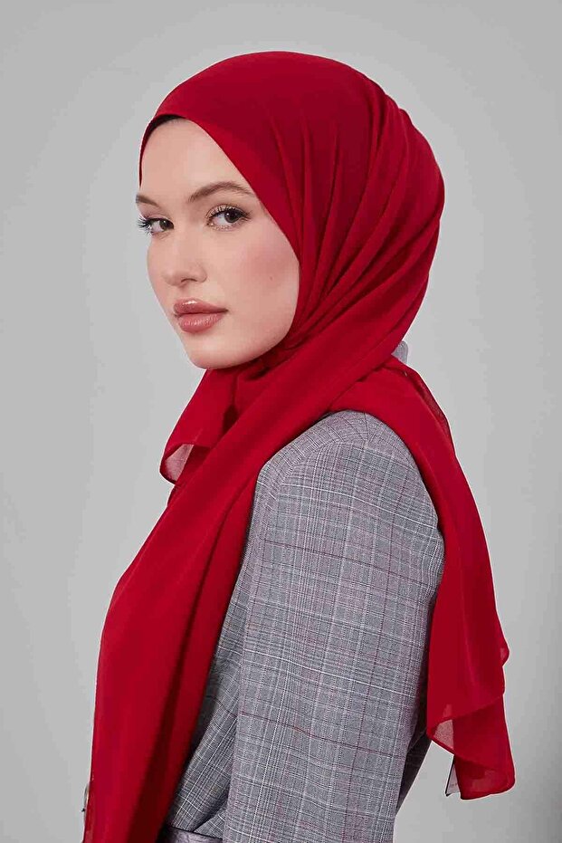 شال شيفون أحمر فاخر - 2