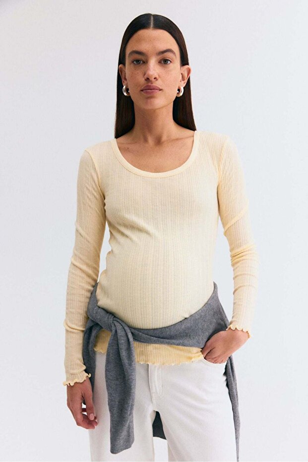 MAMA Pointelle-knit top