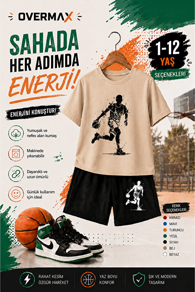 Top Süren Adam Printed Children's Set – T-Shirt & Shorts 2-Piece Combination | Trendy Summer Set for Ages 1-12