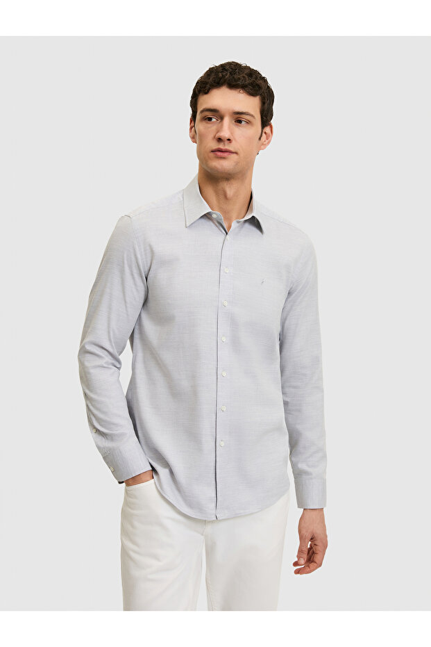 Gray Slim Fit Cotton Blend Shirt 50326162-Vr024