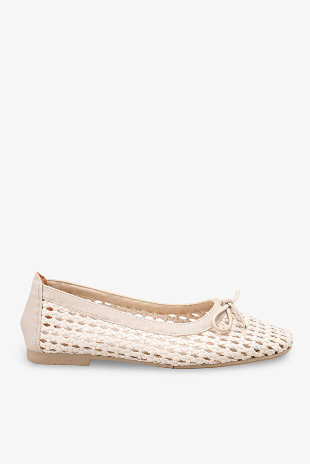 Noysa Women's Knitted Ballerinas - Beige