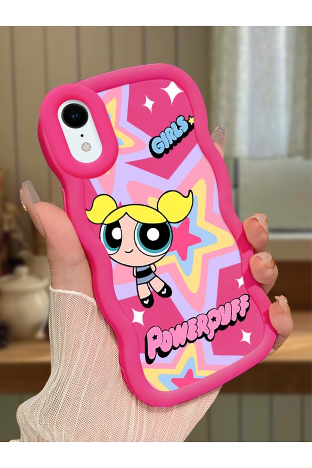 iPhone Xr Compatible Case Camera Protector Red Silicone Couple Phone Case Powerpuff Pattern