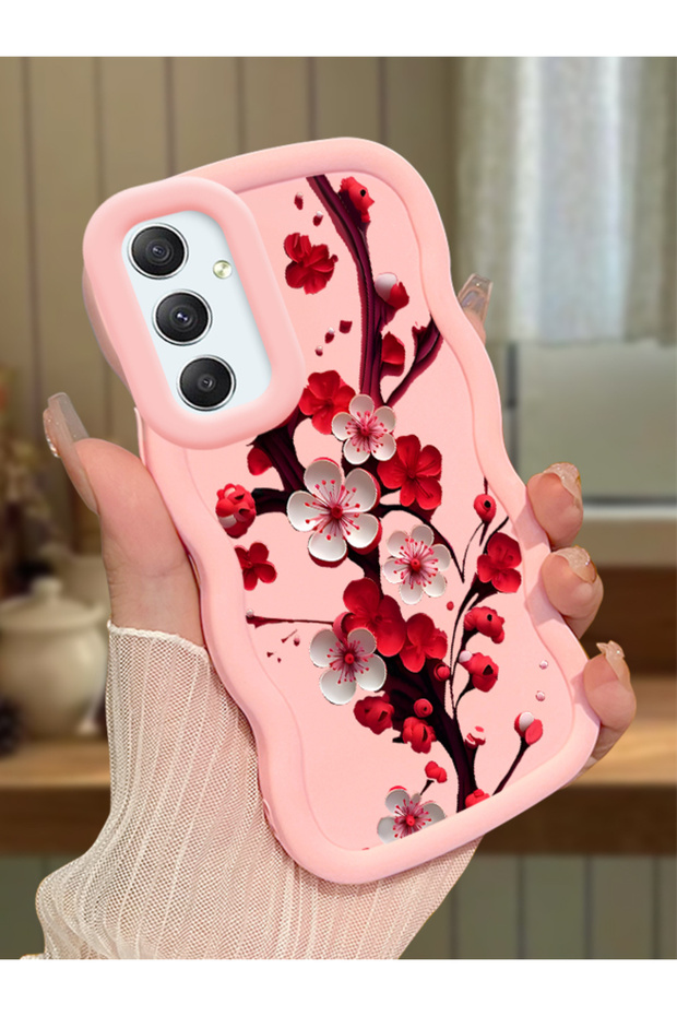 Samsung Galaxy A34 5g Compatible Case Camera Protector Pink Silicone Couple Phone Case Floral Pattern