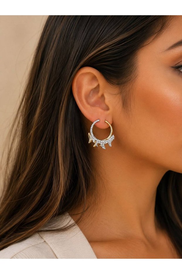 Women's Steel Design Wave Shape Hoop Earrings