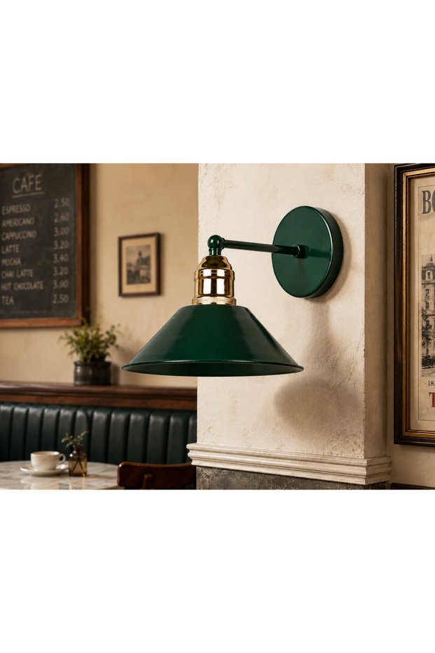 Kleps Decorative Green (Ral 6005) & Gold Metal Modern Wall Sconce Indoor