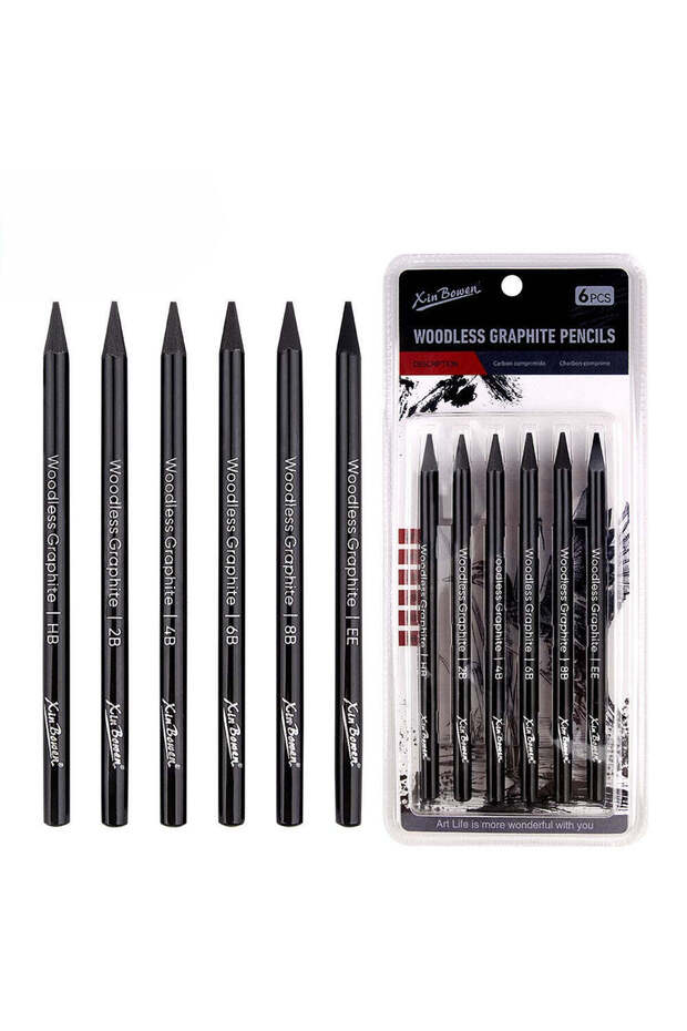 , 6-Piece Graphite & Carbon Sketching Pencil Professional Art Drawing Pens for Shading 201001