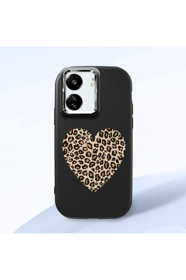 Poco C65 Compatible Case Camera Protector Black Silicone Couple Phone Case Heart Pattern