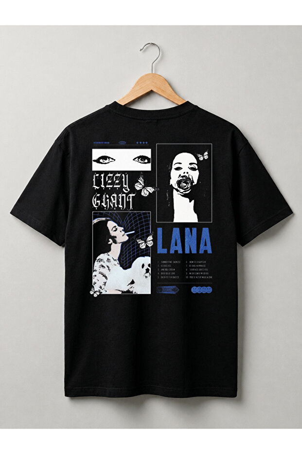 Black Women's Oversize Lana Del Rey Design 100% Cotton Premium Printed T-Shirt