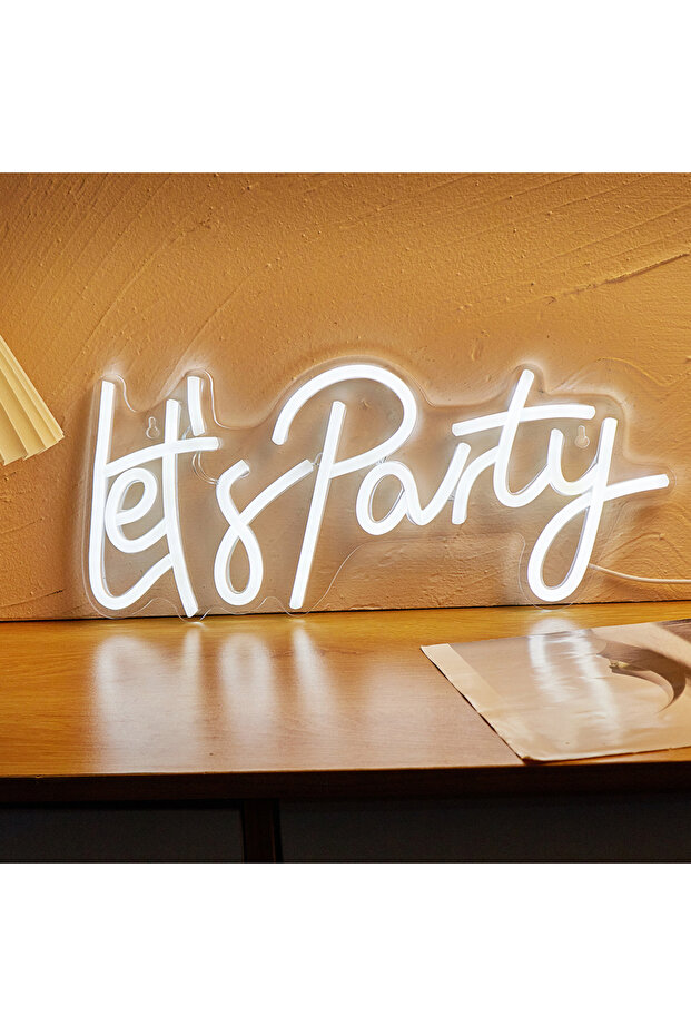 Cold White Chi-buy LED Neon Let's Party USB Powered Neon Signs Night Light 3D Wall Art & Game Room B