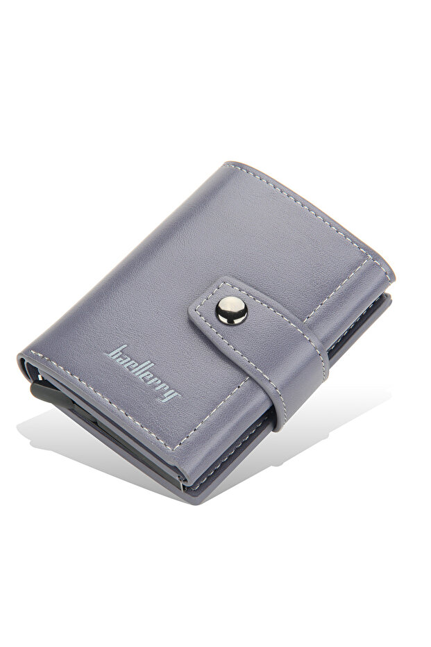 Gray New RFID Men Card Wallets Hasp Small Card Wallets Slim Mini Men's Wallet High Qaulity Card Clip