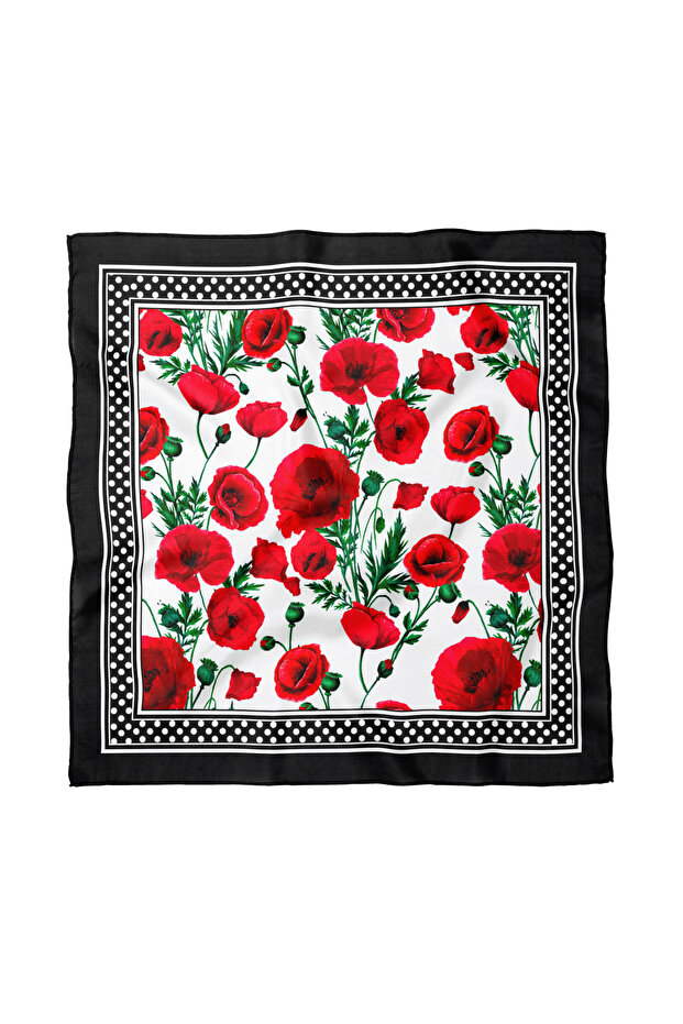 وشاح / باندانا منقوشة بالزهور مقاس 50×50 سم