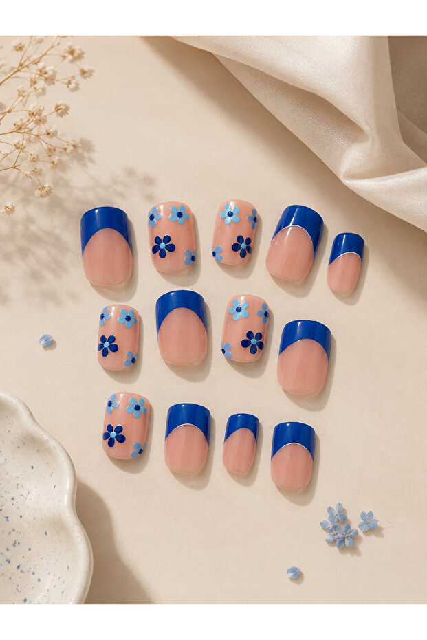 Blue Blossom French Tips