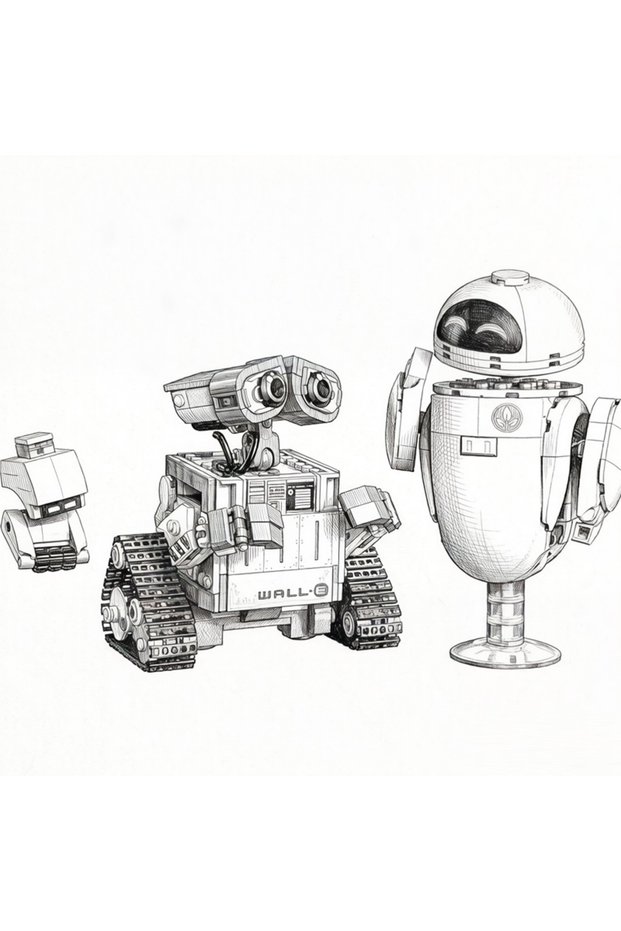 NO BOX 43279 2026 New 811PCS Cartoon Character WALL-E&EVEBuilding Blocks Movie Figure Blocks Set Bri