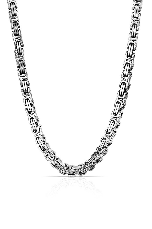 Silver Color Steel Men's Necklace Byzantine Chain Model