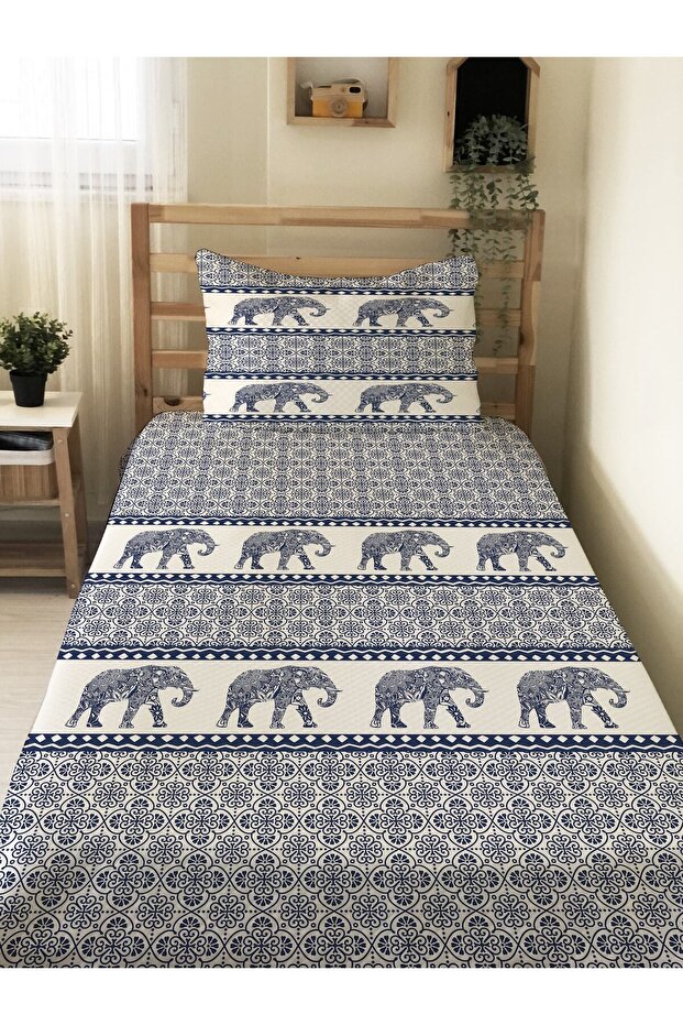 Elephant Patterned Baby and Child Printed Single Pique Set 160 X 220 cm Colorful