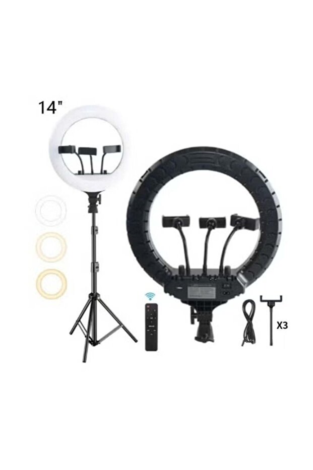 Professional RL-14 LED Ring Light for Videos & Photos with Tripod & Holders