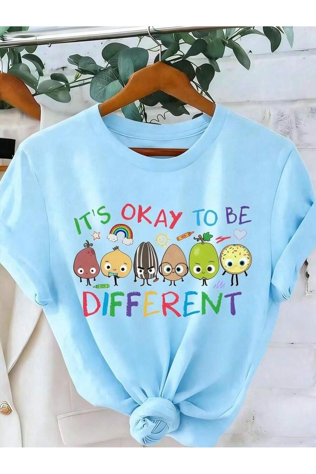 It's Okey to Be Different Printed Crew Neck 100% Cotton Short Sleeve Kids and Teenagers T-Shirt