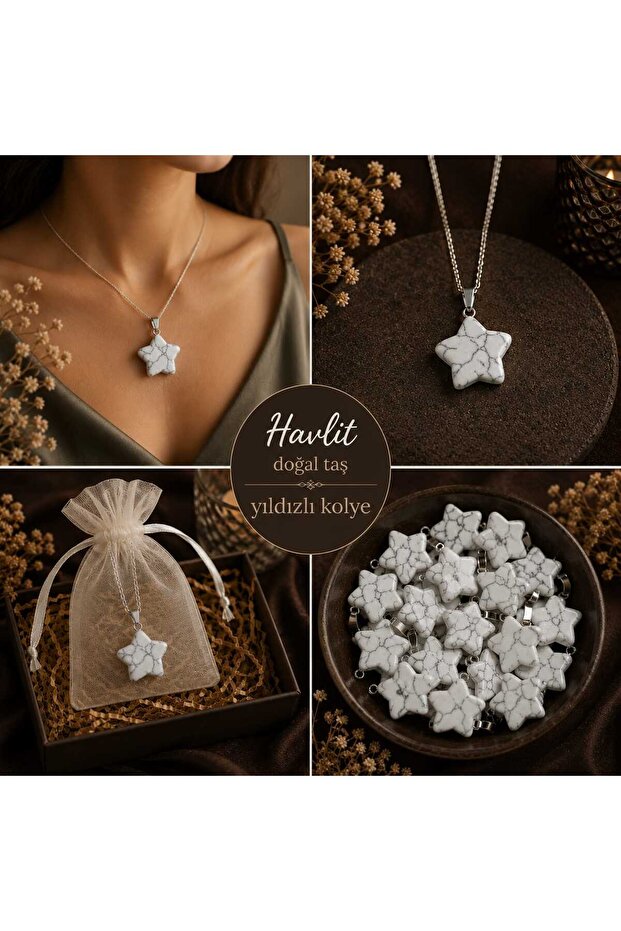 Howlite Star Natural Stone Necklace – Elegant and Stylish Design 🤍